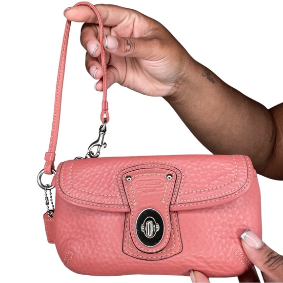 Vintage pink leather coach wristlet. - Picture 2 of 5